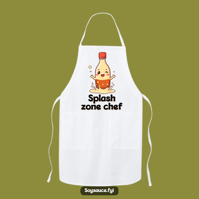 Funny Apron: Chef Soy Sauce Bottle - Grinning Splash Character - Kitchen Gift!