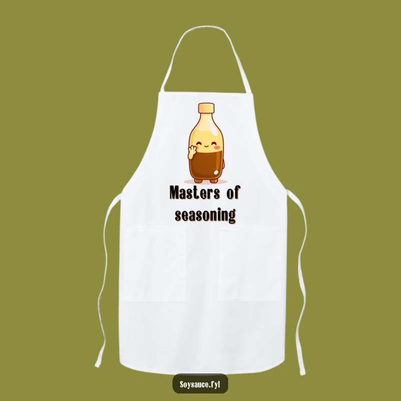 Funny Soy Sauce Nod Apron: Cheerful Chef Character, Perfect Funny Gift