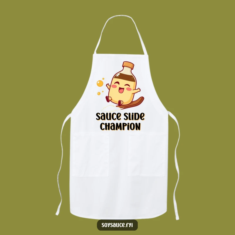 Funny Soy Sauce Slide Apron - Cook with Cool, Condiment Flair
