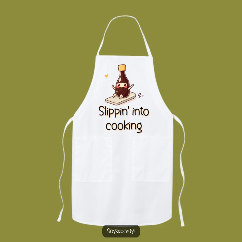 Funny Kawaii Soy Sauce Slide Apron - Cook with Smooth Humor
