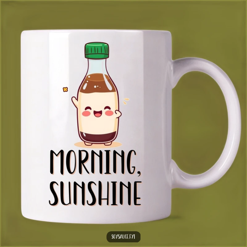 Funny Kawaii Soy Sauce Cap Tip Mug: Playful Greeting for a Great Day