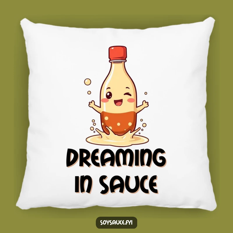 Funny Pillow: Soy Sauce Bottle Splash - Cozy Grinning Character - Cushion Gift!