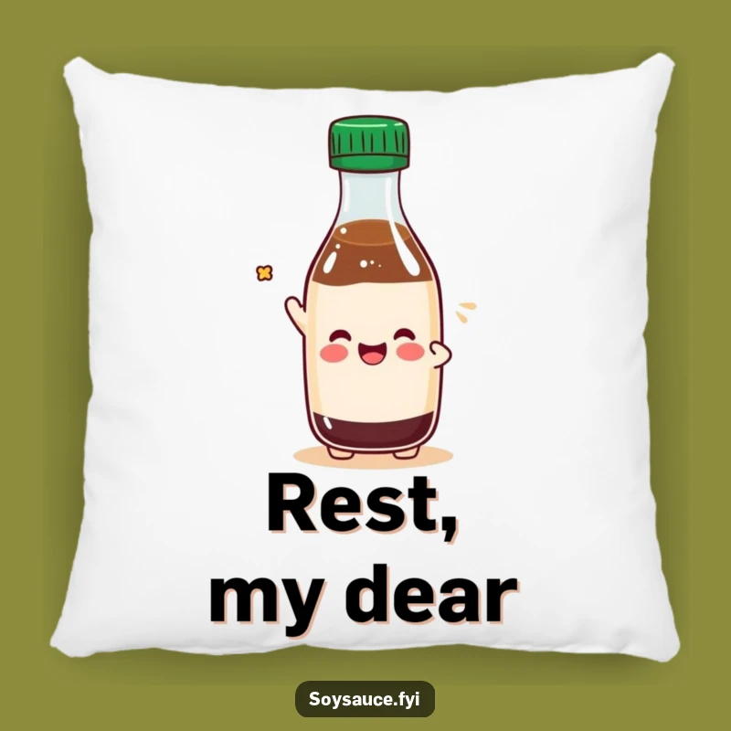 Funny Kawaii Soy Sauce Cap Tip Pillow: Comfy Cuddles with a Playful Greeting