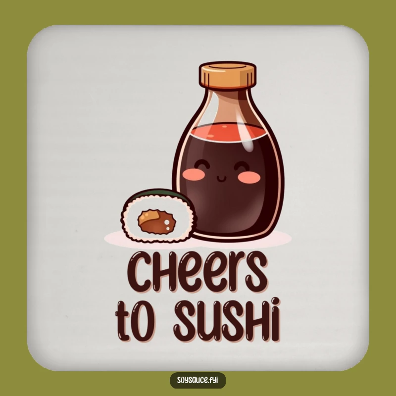 Funny Soy Sauce & Sushi Drink Coaster: Protect Surfaces with Flavor!