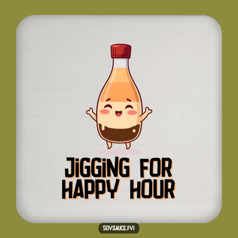 Funny Kawaii Soy Sauce Coasters: Winking Bottle Jigging - Protect Tables with Rhythm