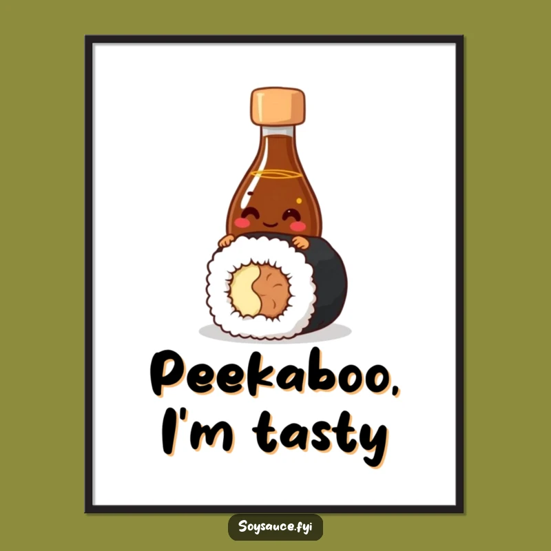 Funny Sushi Poster: Giggling Soy Sauce Art, Perfect Wall Decor Gift