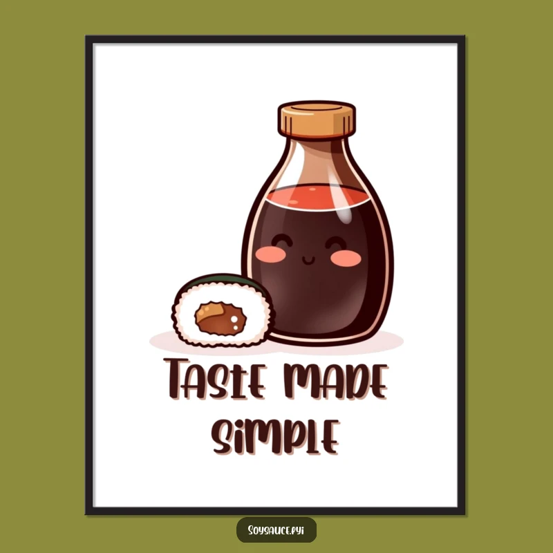 Funny Soy Sauce & Sushi Poster: Charming Foodie Art for Your Walls!