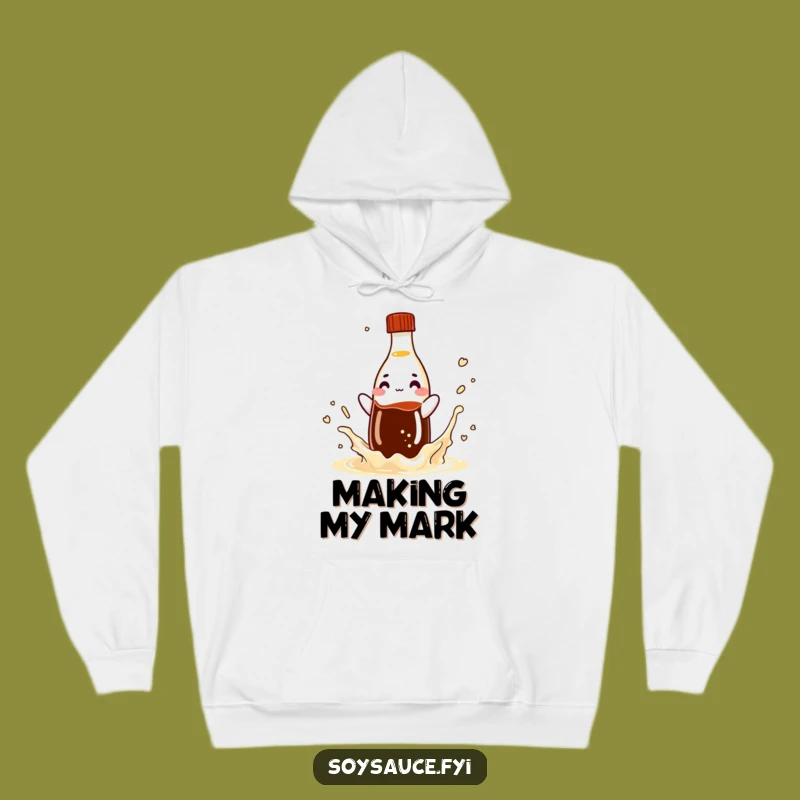 Funny Soy Sauce Splash Hoodie: Cozy Condiment Character Comfort Gift