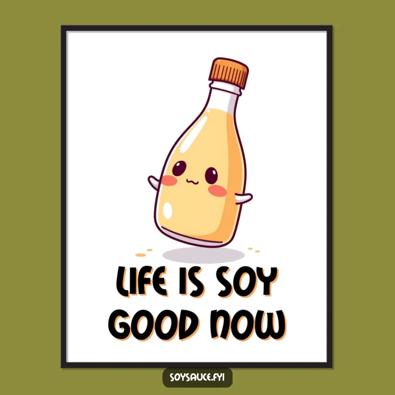 Funny Free Printable Wall Art: Kawaii Soy Sauce Wobble for Quirky Downloadable Decor