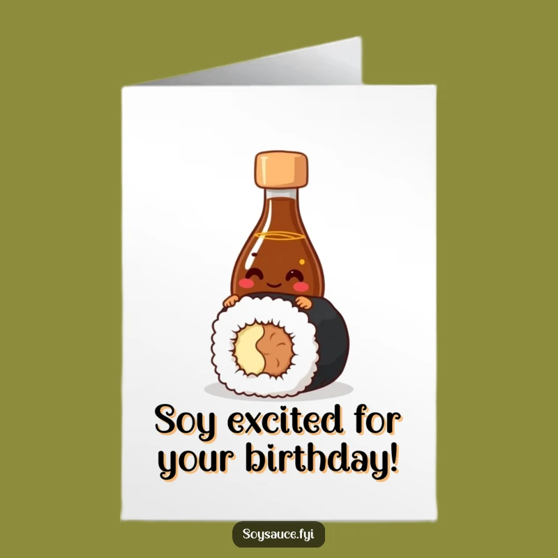 Free Printable Birthday Card: Giggling Soy Sauce & Sushi, Funny Downloadable Gift