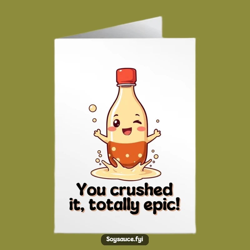 Free Printable Congrats Card: Splashy Soy Sauce Win! Funny Downloadable Gift for Great Achievements