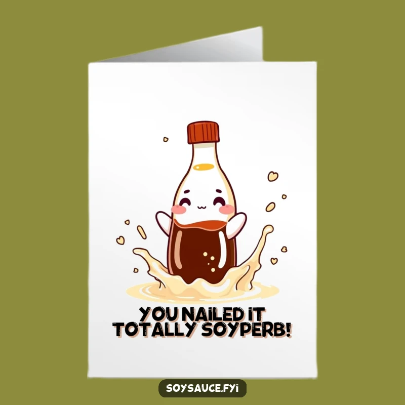 Free Printable Congrats Card: Cheerful Soy Sauce Bottle for Your Big Wins!