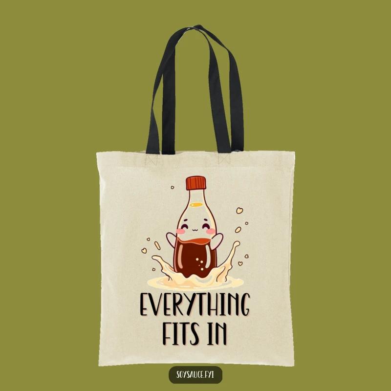 Funny Soy Sauce Splash Tote Bag: Playful Condiment Carry-All Gift