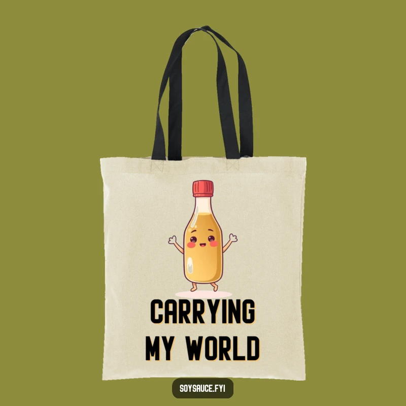 Funny Dancing Soy Sauce Tote Bag: Cheerful Condiment Carry-All Gift